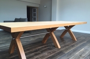 Oak table with steel rail no2
