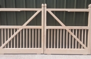 Oak gates with spindles cut into the braces